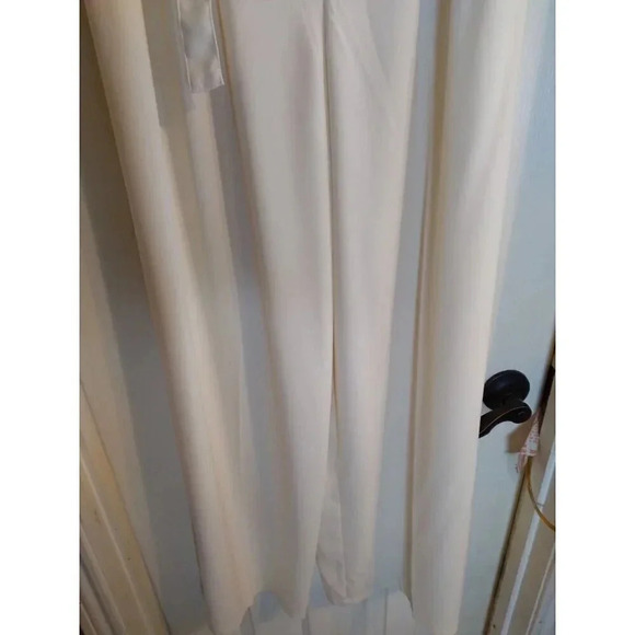 Just Fab Pants Pale Yellow Wide Leg Paperbag Elastic Waist Belt Sz M - Picture 3 of 10